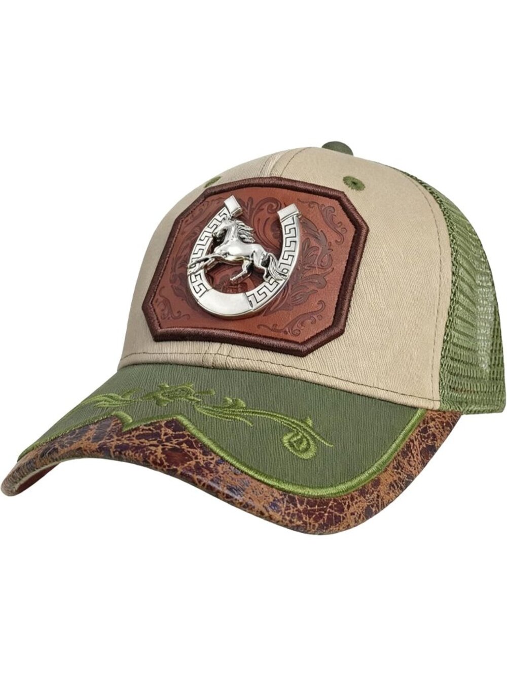 Men's Q Green Polyester Western Vintage Cowboy Cute Baseball Cap